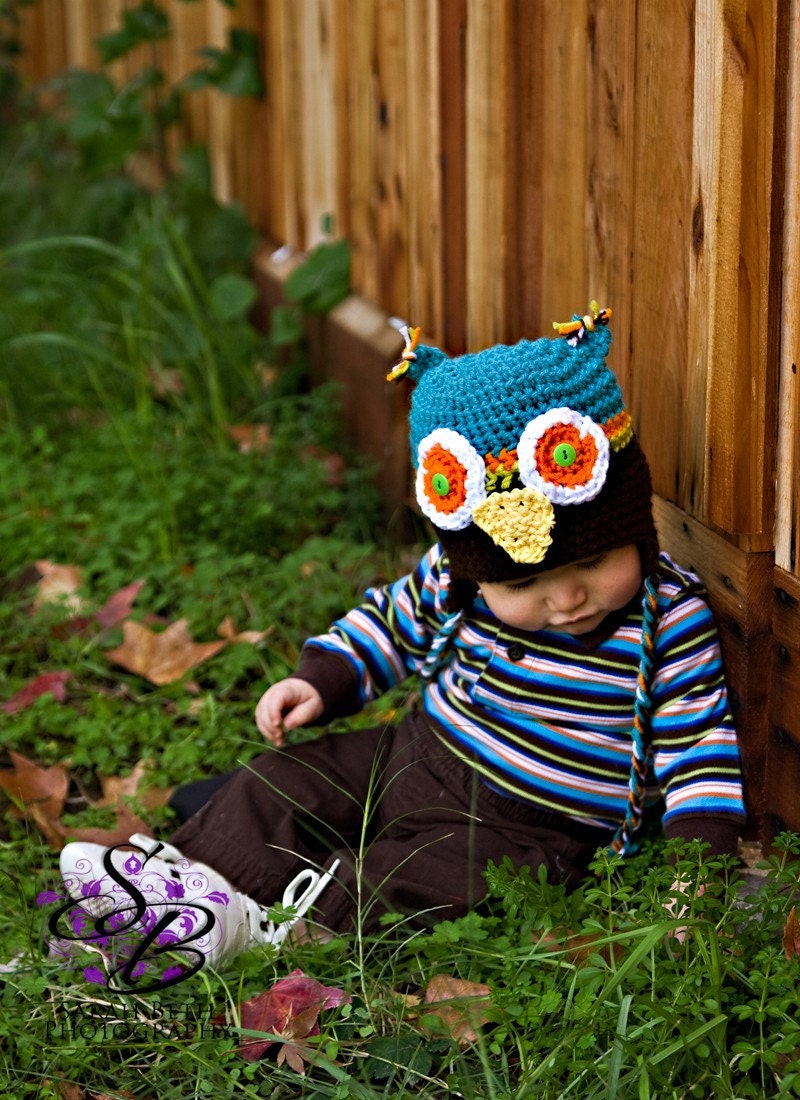 Little Boy Owl Hat - Great for Photography Prop - Available in 6 Sizes