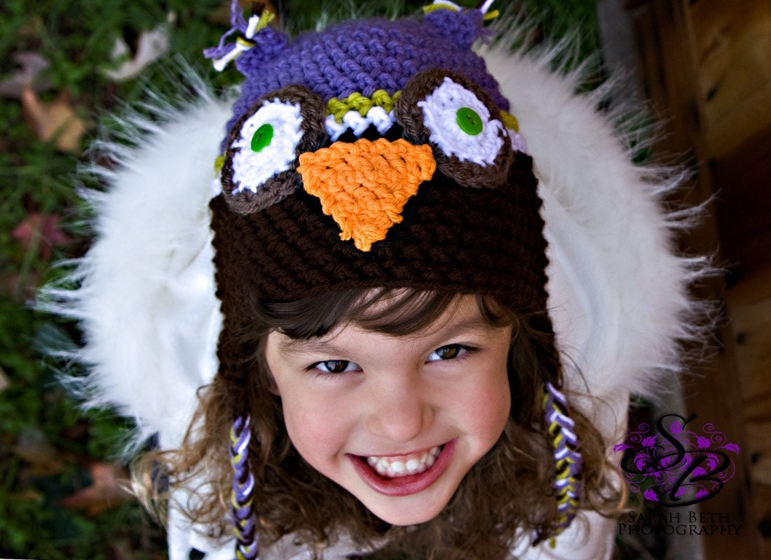 Little Girl Purple Owl - Great Photo Prop Available in 5 Sizes
