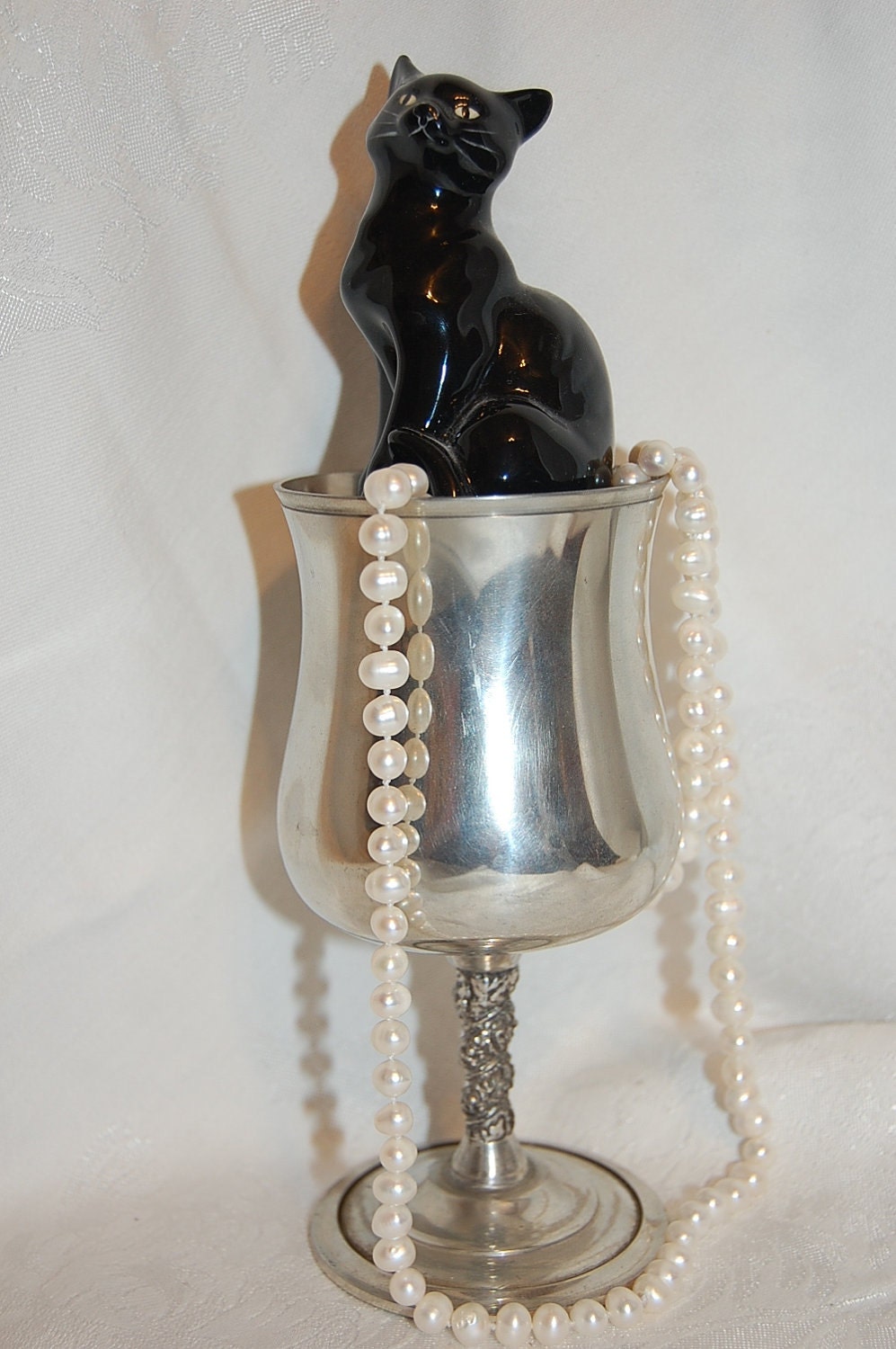 Classic English Pewter Sheffield Challis Cup Eco Chic Vintage Wedding Decor at Chat Noir Studio