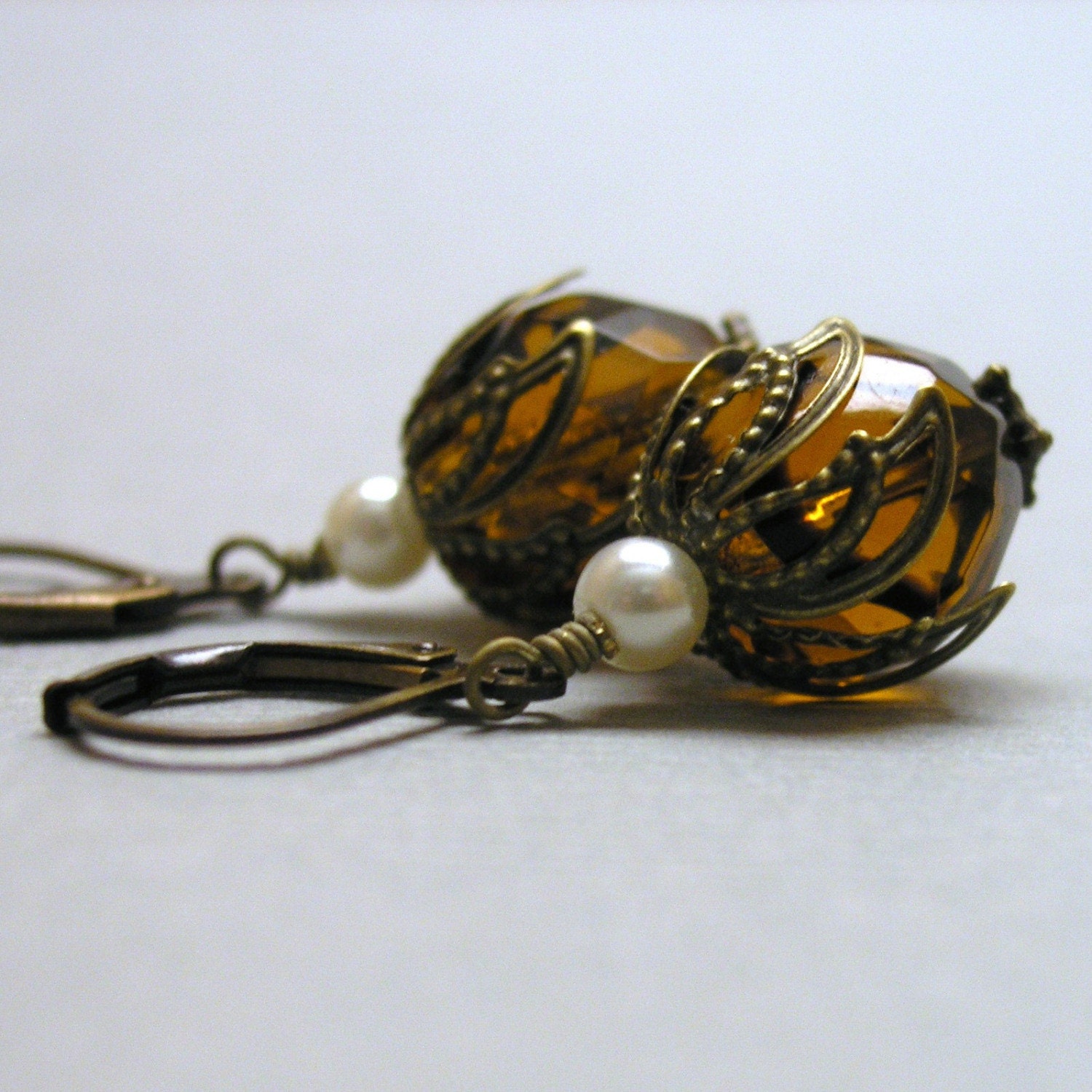 Romantic Brown and Pearl Earrings