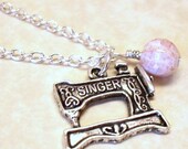 Sewing Lovers Charm Necklace in Antiqued Silver