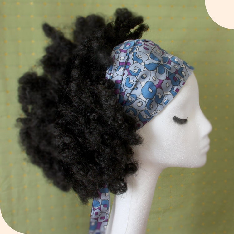 Hair scarf - Multi size -Vintage Blue purple floral