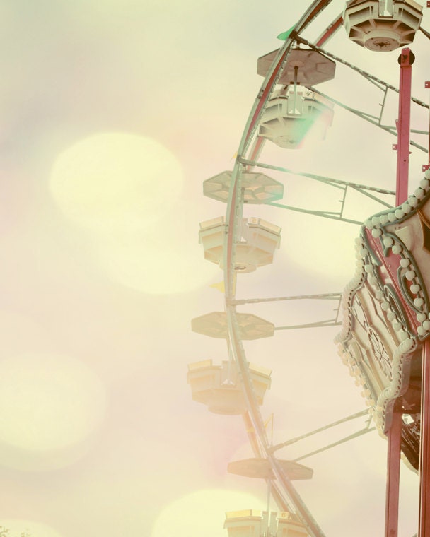 Ferris wheel photo shabby chic nursery art girls room pale yellow lilac pink 8x10 ferris wheel wall art