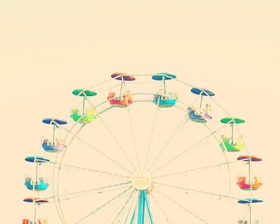 nursery art ferris wheel photo orange and aqua nursery decor kids rainbow room decor carnival print 8x10