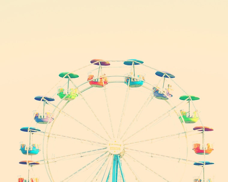 nursery art ferris wheel photo orange and aqua nursery decor kids rainbow room decor carnival print 8x10