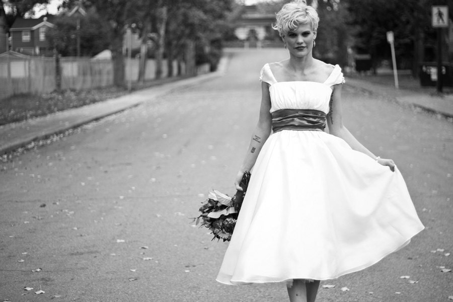 Charlotte- Custom Silk Tea-Length Wedding Dress