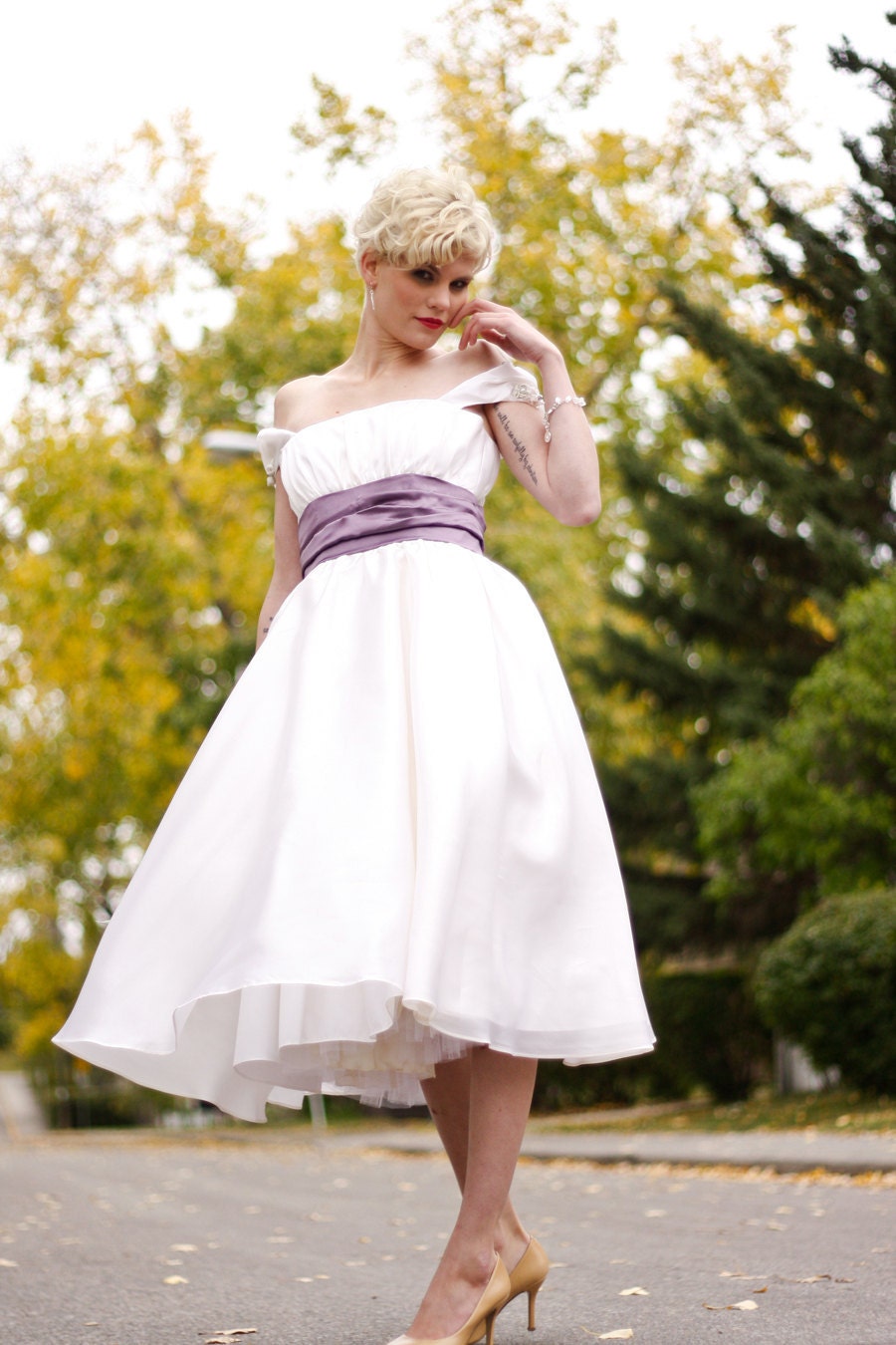 Charlotte- Custom Silk Tea-Length Wedding Dress