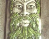 Long Greenman Gothic Wall Plaque Celtic Leafman Hanging Tree Wood Spirit Home Garden Decoration Pagan Nature Green Fantasy Leaf Face Decor