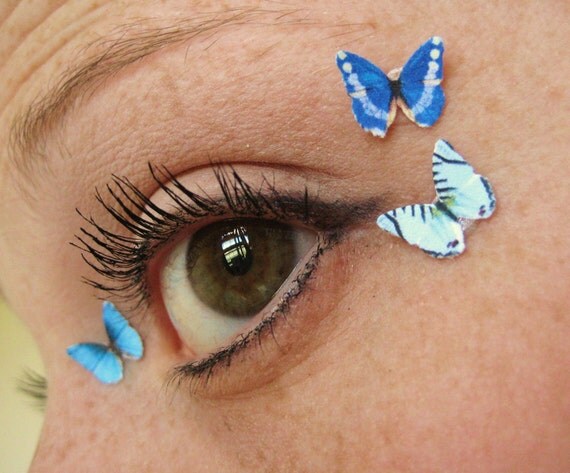 Butterfly Blue Eyeshadow Pigment Winter Eye Decals 3pcs