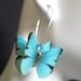 Teal Blue Paper Butterfly Earrings