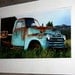 Truck Art - Old Farm Truck - Teal Turquoise Chevy Vintage - 8x15 Panoramic Photograph - Fine Art home Decor