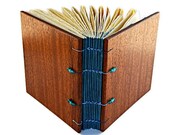 Wood Covered Handcrafted Journal  Coptic Bound  5.75x 6.00 Inches