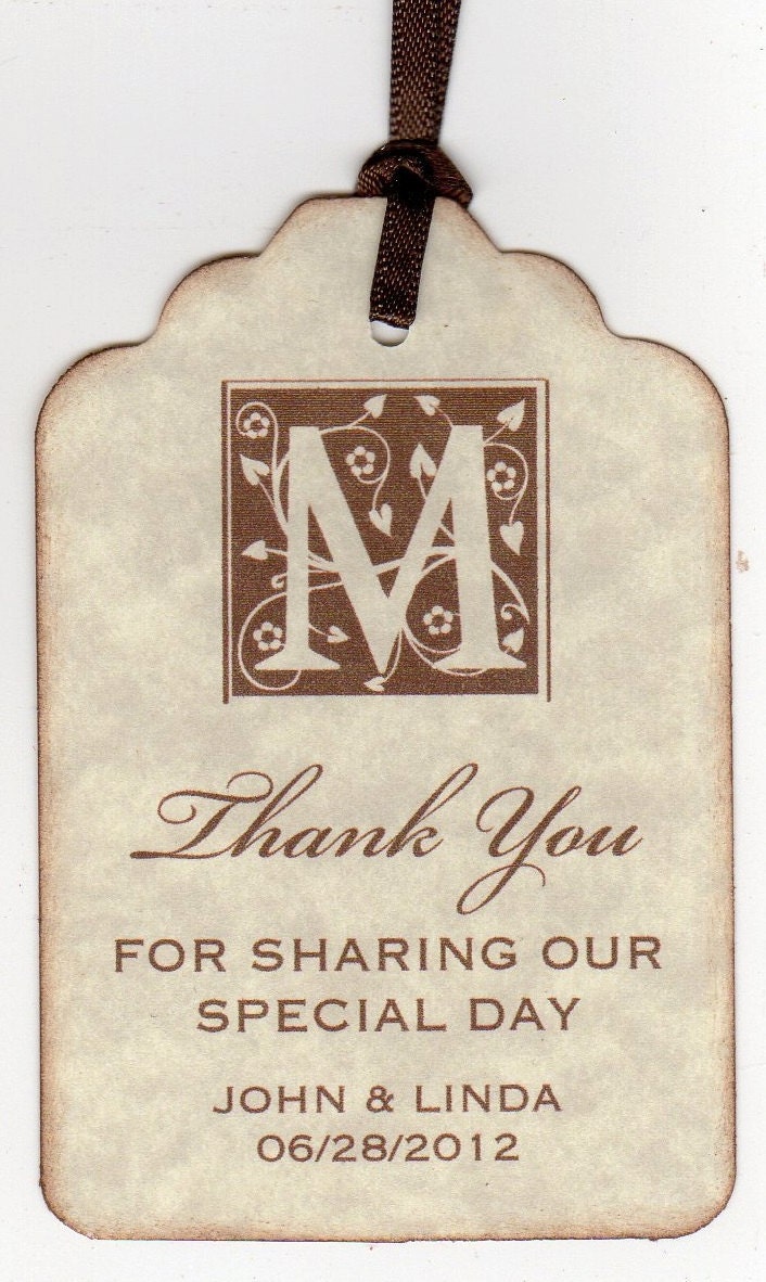 50 Vintage Personalized Thank You Tags / Gift Tags / Wedding Favor Tags / Shower Favor Tags Labels Hang Tags