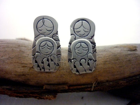 2 Way Matryoshka Studs - sterling silver post earrings