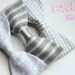 Grey and White Scalloped Striped Dog Bow-tie - Wedding Accessories for Dogs