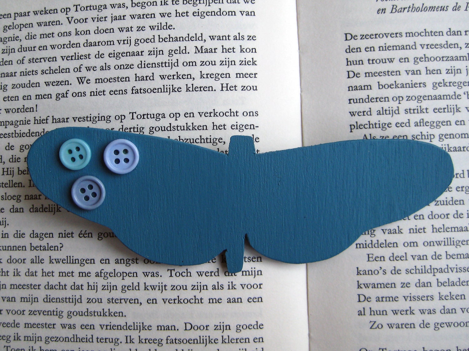 Butterfly Wooden Blue Brooch