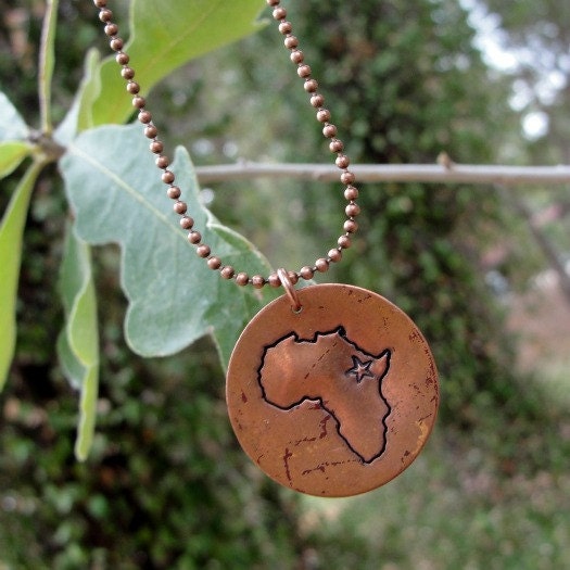 Hand stamped copper Africa, China, Russia, Haiti or Ukraine necklace-Adoption Fundraiser