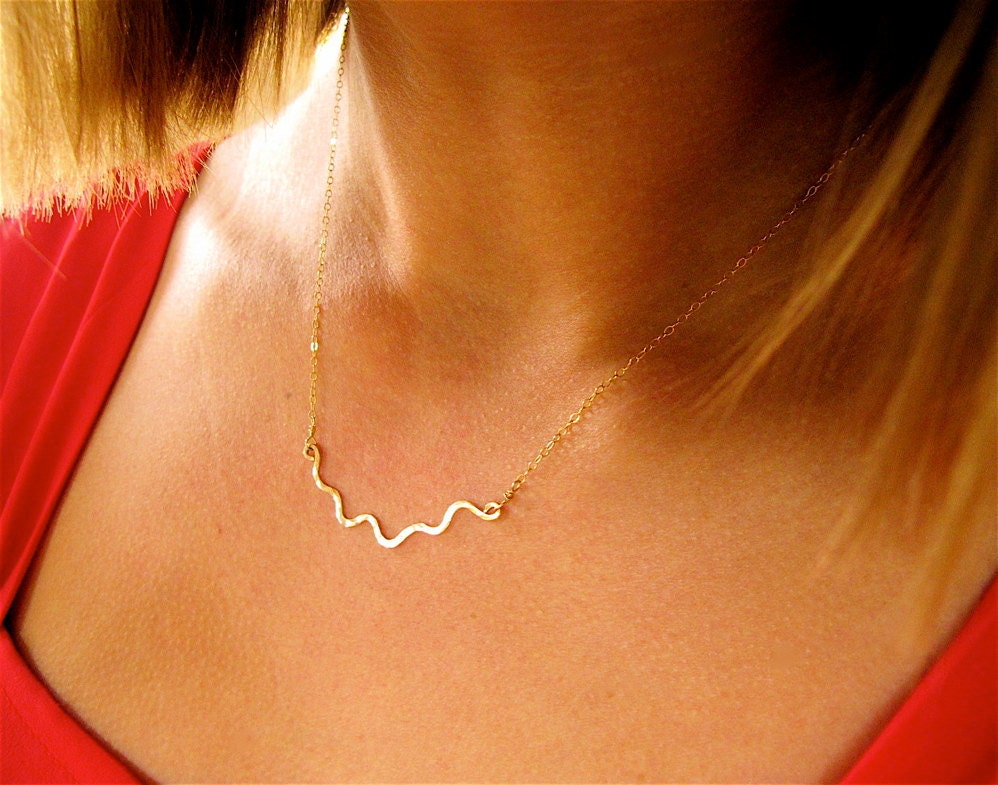 I'm Hammered Gold Necklace - 14K Gold FILLED Handmade Wavy Necklace