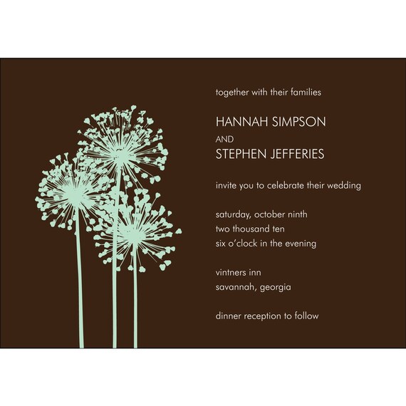 Allium Bunch Wedding Invitation - Quantity 25 with Matching Envelopes