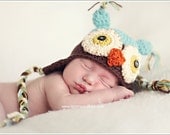 Newborn Boy Owl Hat photo prop hat cotton baby boy crochet owl hat