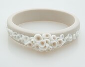 Bracelet Bangle , La Angosta Porcelain Bracelet , Beige and White