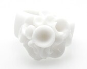 Baja Porcelain Ring With Delicate Flower Decoration,White Porcelain,Gift Wrapping- Free Gift Wrapping