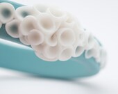 La Rambla - Flower Porcelain Bangle - Turquoise and White- Free Gift Wrapping