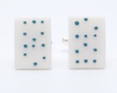 Jewelry For Men ,  Personalized Love Braille Porcelain Cufflinks White- Free Gift Wrapping