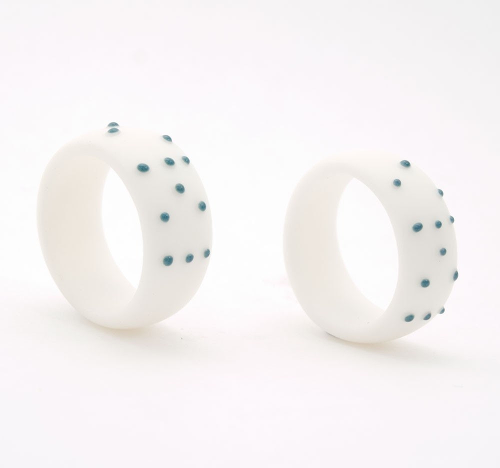 Personalized Love Ring Braille Teal Blue- Free Gift Wrapping