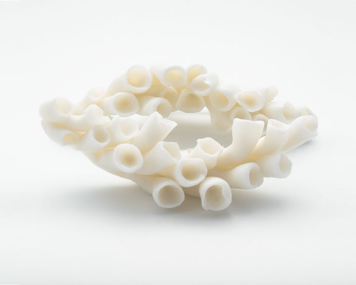Rocaille Porcelain and Sterling Silver Brooch,  White Color- Brooches for Women