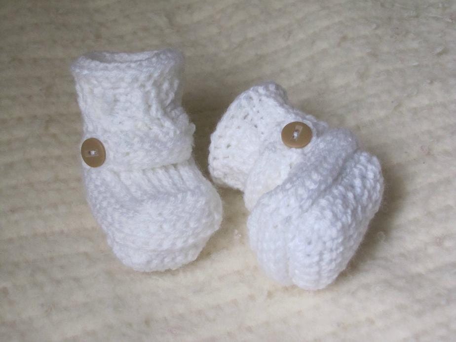 Crochet Baby Booties - 0 to 3 Months - White