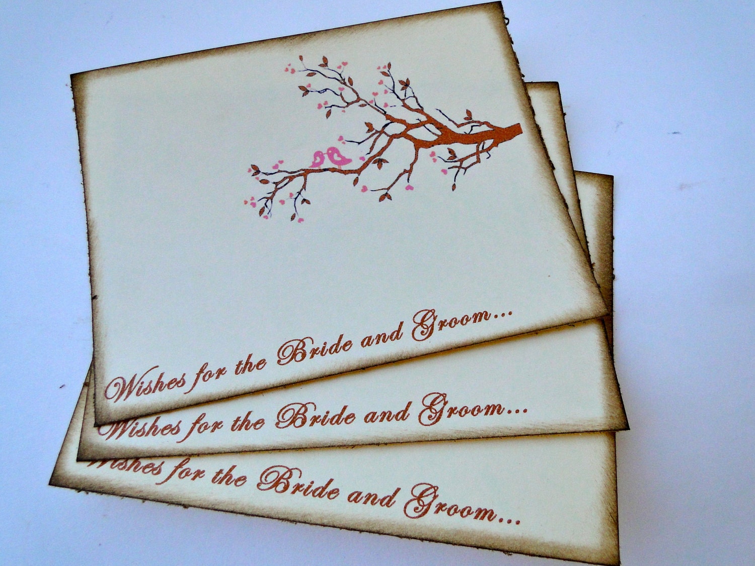 Wedding Guest Book Alternative Cards - Set of 50 - Kissing Birds Wedding Wishes