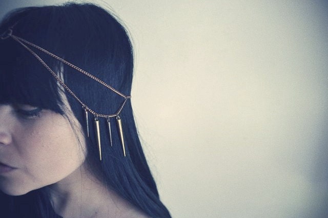 Spiked Headpiece, Chainmaile, Headchain, Boho Jewelry, Body Jewelry