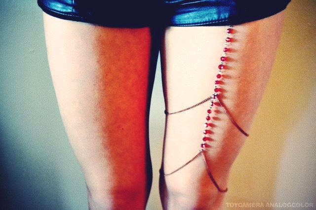 Leg Chain- Red Beaded
