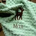 Personalized baby blanket minky- sage green and brown baby deer- lovey blanket matches Willow Organic