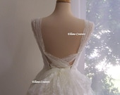 Iris - Retro Style Bridal Gown. Ivory Lace Tea Length Wedding Dress. Vintage Look.