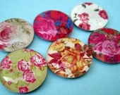 Vintage Floral Pattern Magnets - 1 Inch Circle Premium Glass - Set of Six