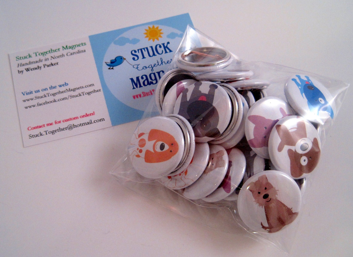 Dog Buttons - Puppy Party - 25 Party Favors - 1 Inch Pin-Back Buttons