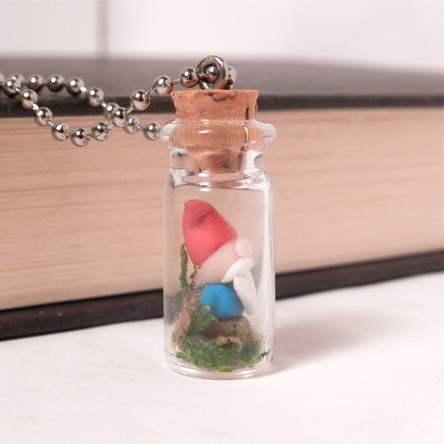 Tiny Terrarium with Gnicholas the Garden Gnome Necklace