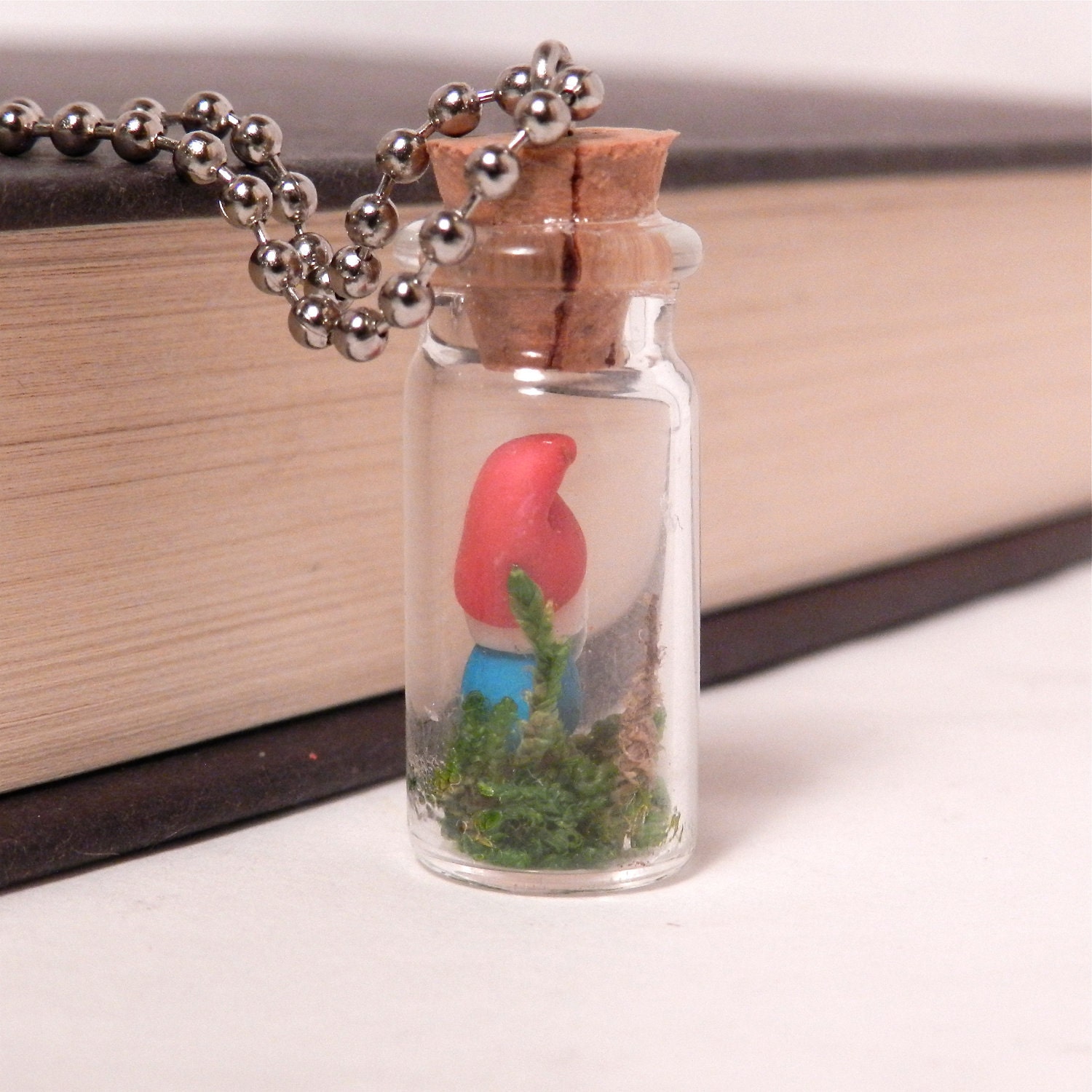 Tiny Terrarium with Gnicholas the Garden Gnome Necklace