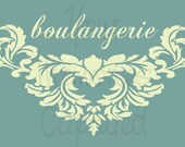 Boulangerie (Bakery) French Shabby Chic Reusable Stencil - for fabric, wood, paper, canvas, walls, burlap - 8x4.5