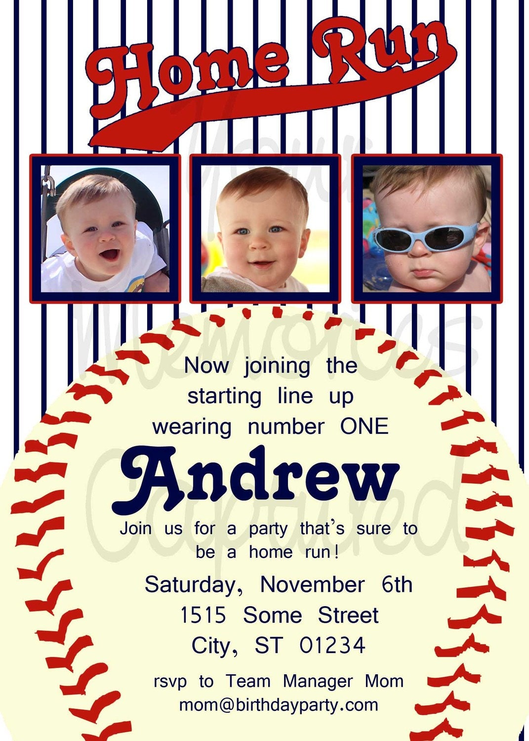 Vintage Baseball Invitation - Printable