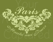 Marche aux Puces (Flea Market) French Shabby Chic Reusable Stencil - for fabric, wood, paper, canvas, walls - 8x5
