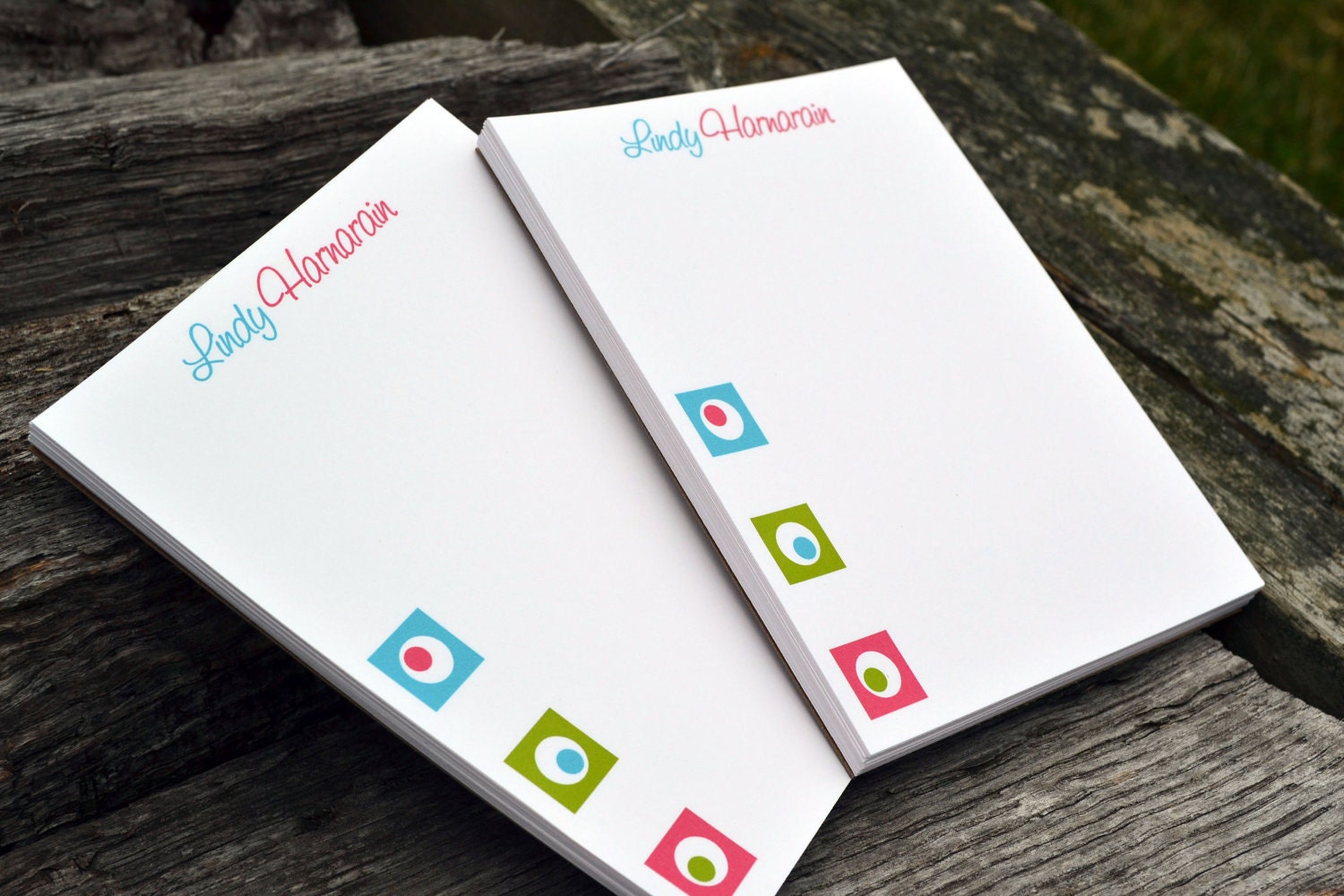 Personalized Notepads Set of 2 Geometric Design