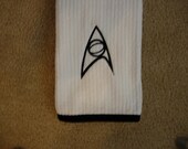 Star Trek - Science Logo Embroidered on White Kitchen - Bar Towel black trim