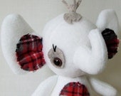 Red plaid elephant plush- Ready to Ship