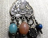 Palatial Necklace--Chandelier Pendant, Glass, Ceramic, Royal Scrollwork Motif, Ornate, Rococo, Art Nouveau