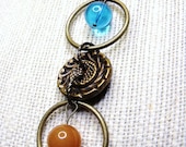 Button Up Necklace--Minimalist, Geometric, Antique Brass Button, Gemstones