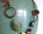Rock Candy Necklace--Mixed Gemstones, Foiled Glass, Multicolored Beads, Chunky
