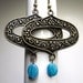 Coco Earrings--Antiqued Brass Ornate Links, Amazonite Drop Beads